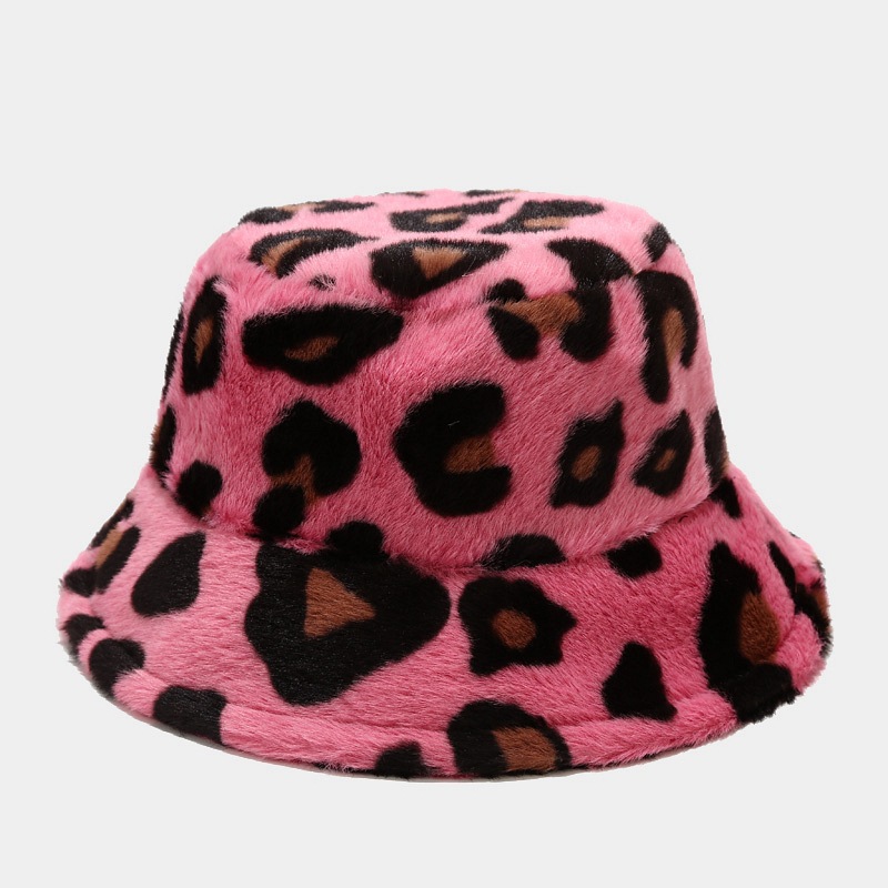 Leopard Print Plush Bucket Hat