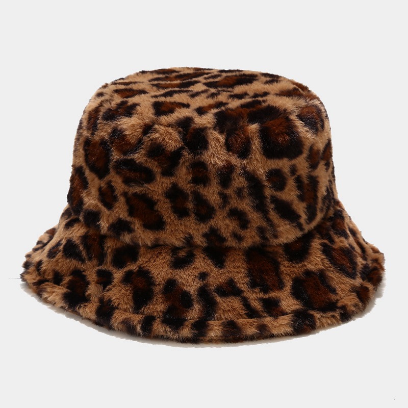 Leopard Print Plush Bucket Hat