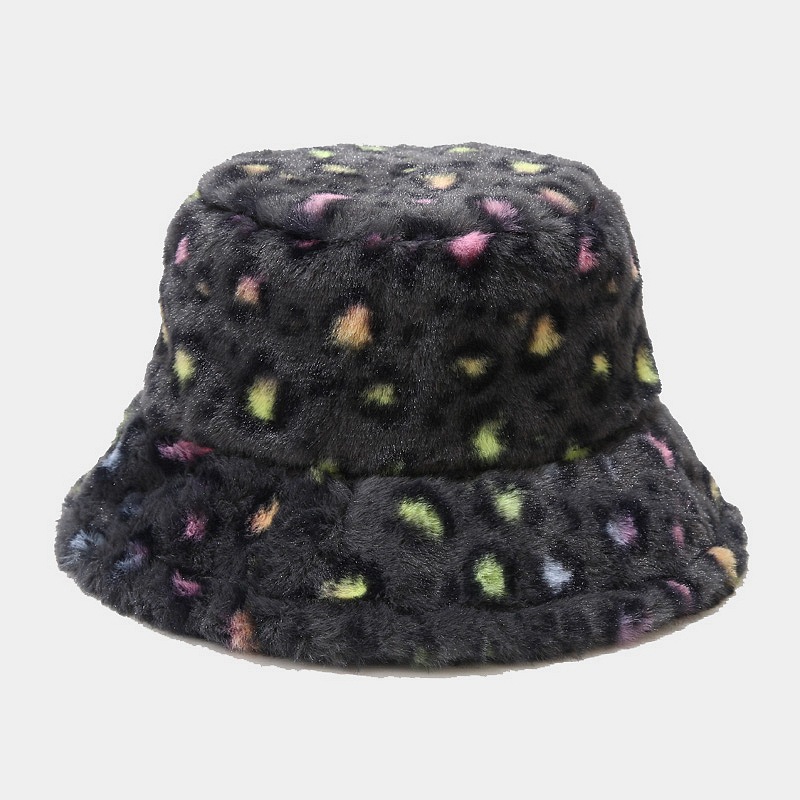 Leopard Print Plush Bucket Hat