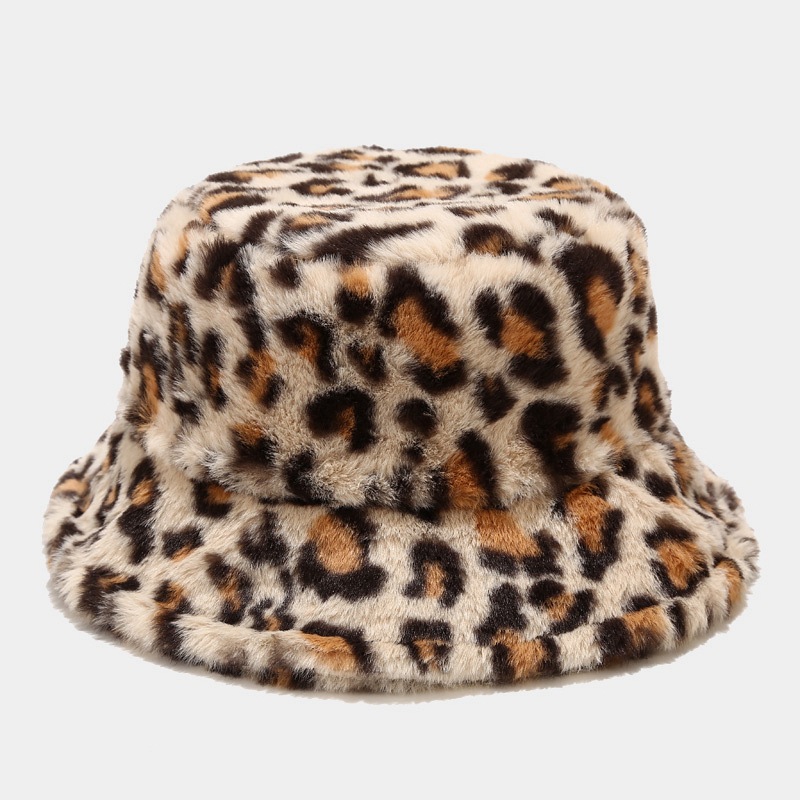 Leopard Print Plush Bucket Hat