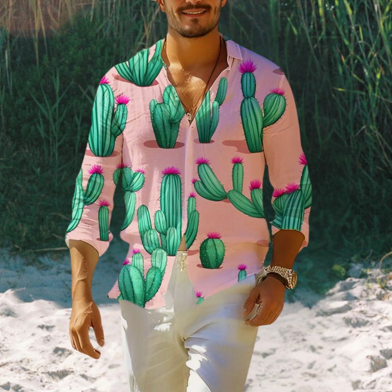 Cactus Print Hawaiian Resort Shirt