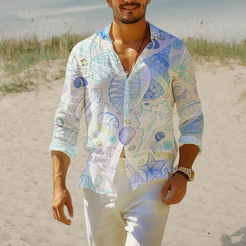 Ocean Print Hawaiian Resort Shirt