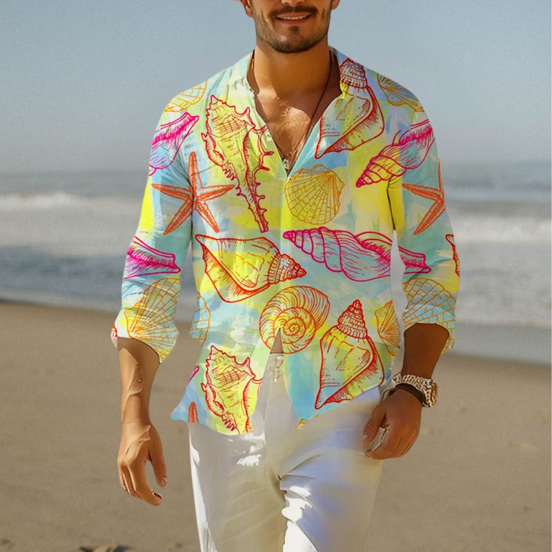 Ocean Print Hawaiian Resort Shirt