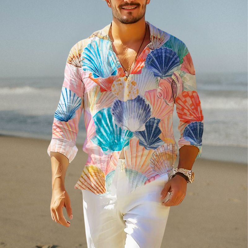 Ocean Print Hawaiian Resort Shirt