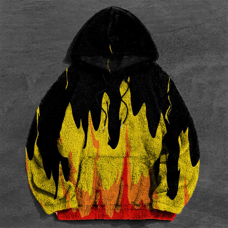 Flame Graffiti Flannel Hoodie