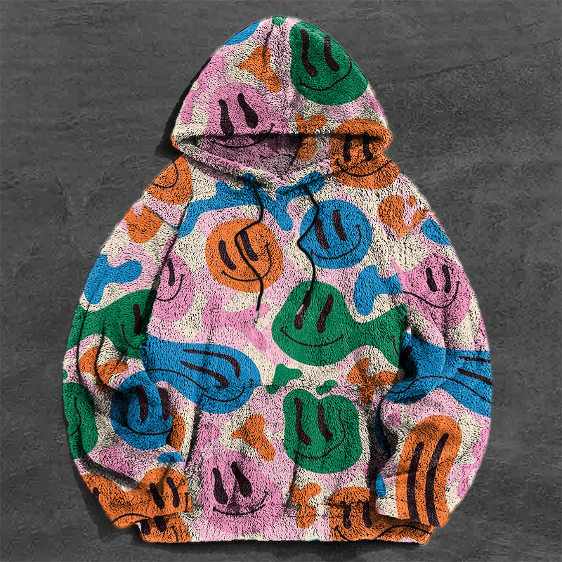 Smiley Doodle Flannel Hoodie