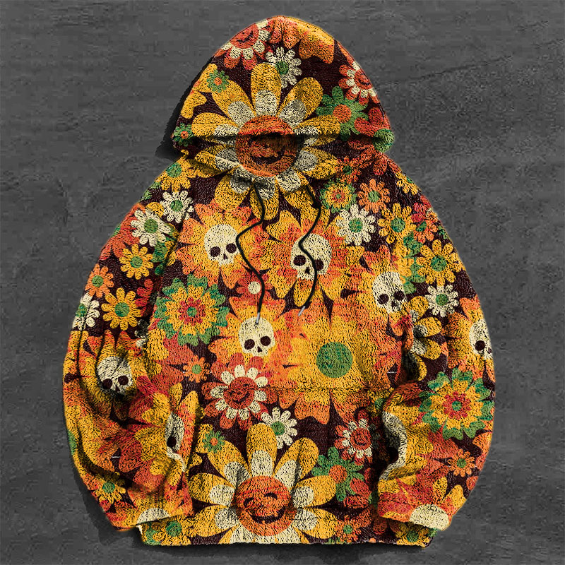 Smiley Doodle Flannel Hoodie