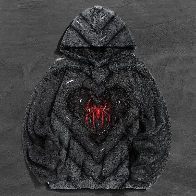 Spider Graffiti Flannel Hoodie