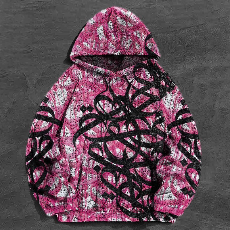 Monogrammed Graffiti Colorblock Flannel Hoodie