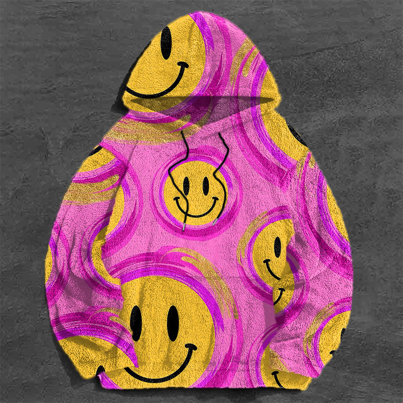 Smiley Doodle Flannel Hoodie