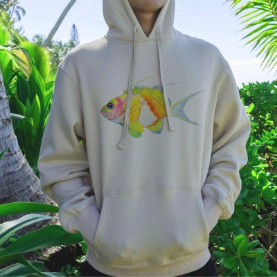 Fish Art Print Cotton Hoodie