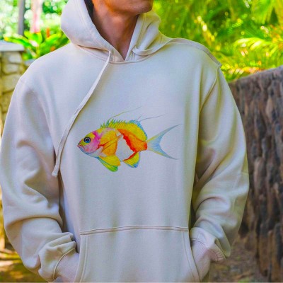 Fish Art Print Cotton Hoodie