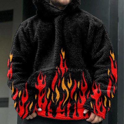 Flame Graffiti Flannel Hoodie