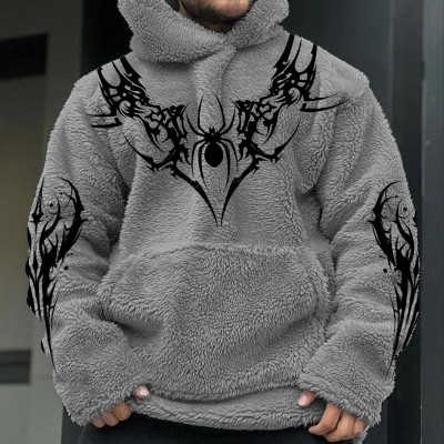 Gothic Print Flannel Hoodie