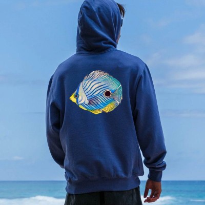 Fish Art Print Cotton Hoodie