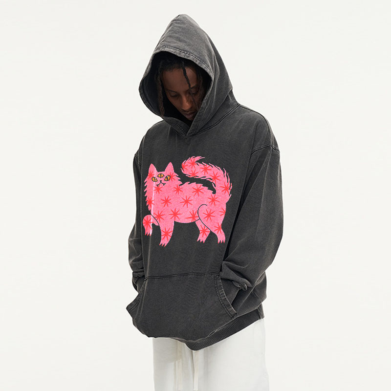 Art Animal Graffiti Washed and Aged Hoodie