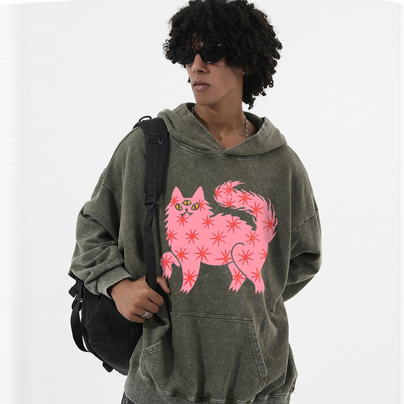 Art Animal Graffiti Washed and Aged Hoodie