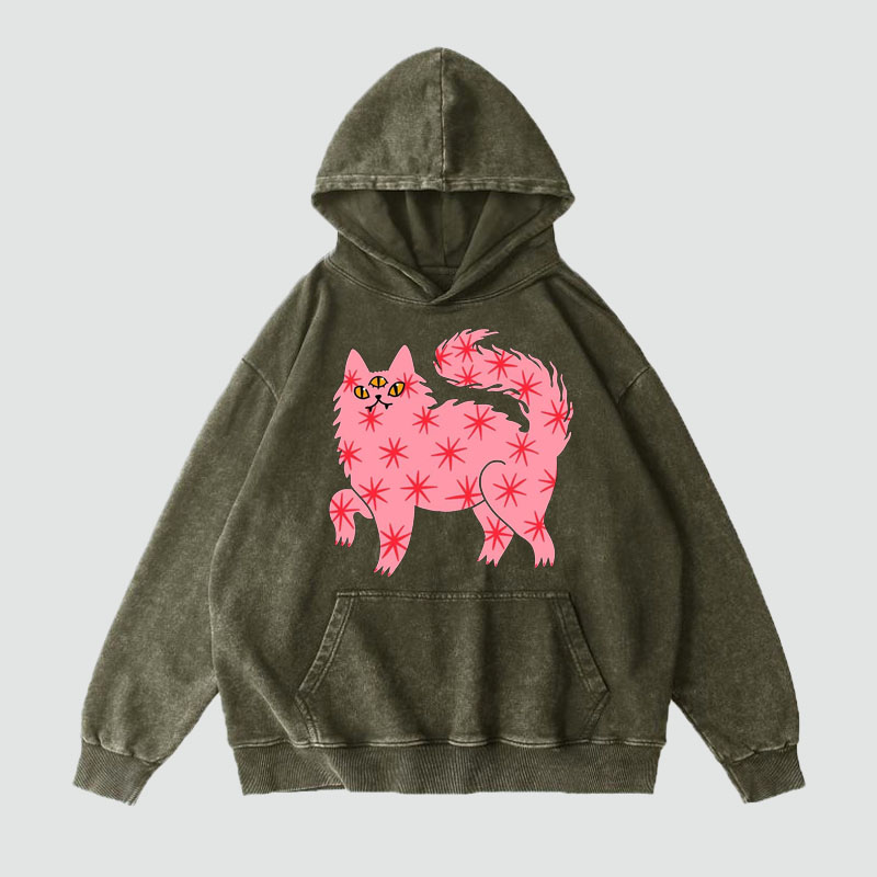 Art Animal Graffiti Washed and Aged Hoodie