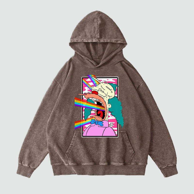 Cartoon Graffiti Washed and Aged Hoodie