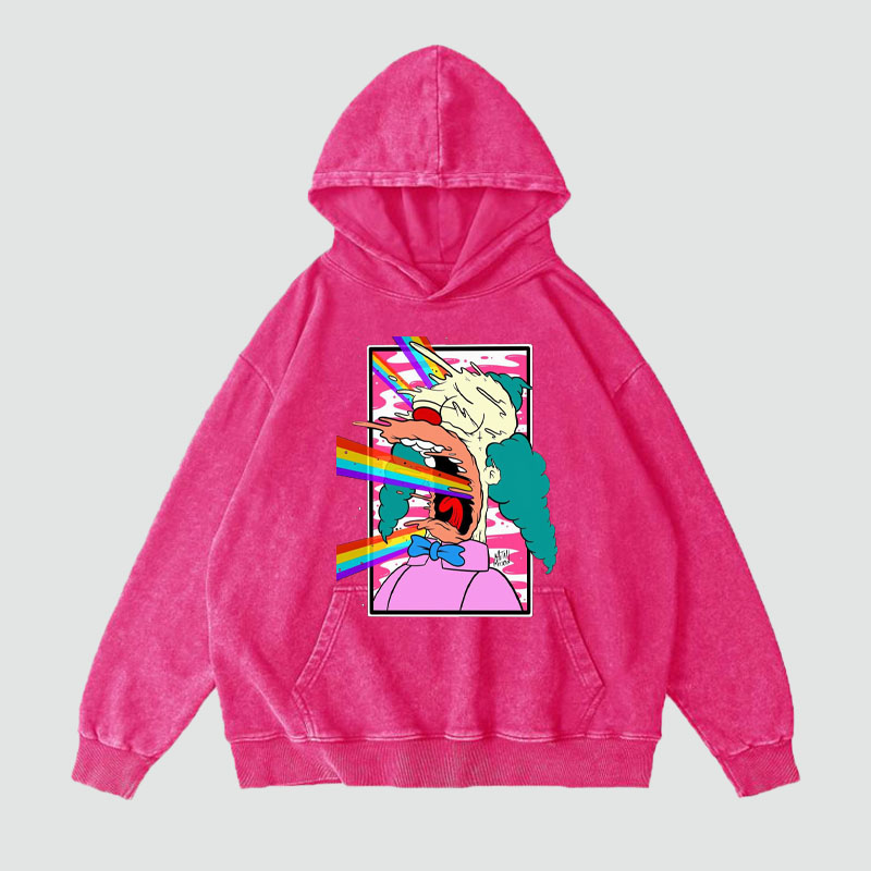 Cartoon Graffiti Washed and Aged Hoodie