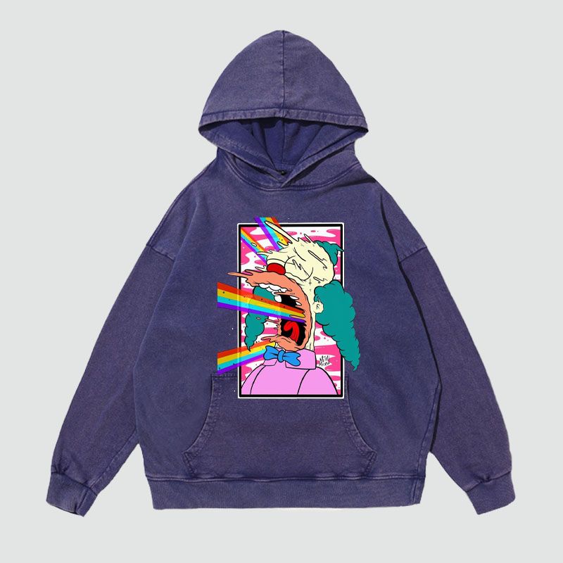 Cartoon Graffiti Washed and Aged Hoodie