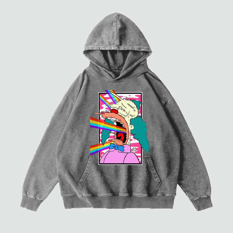 Cartoon Graffiti Washed and Aged Hoodie