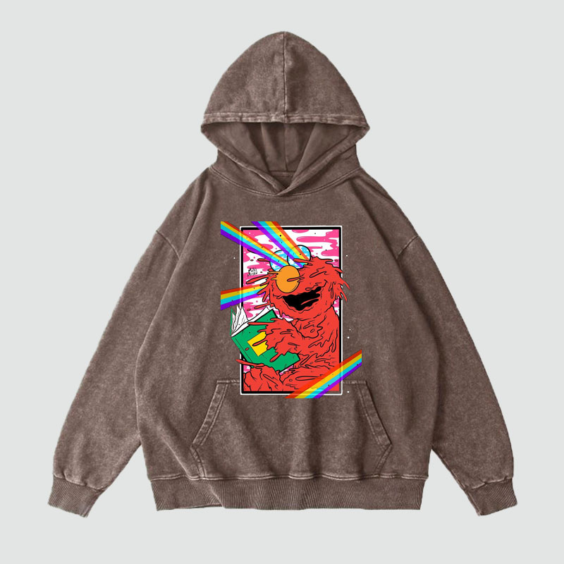 Cartoon Graffiti Washed and Aged Hoodie