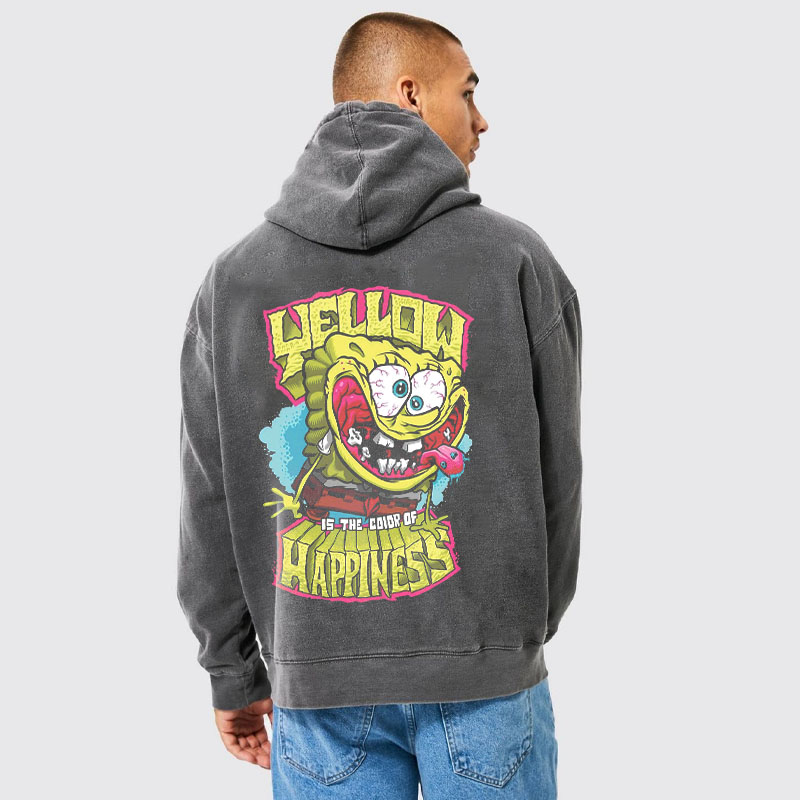 Cartoon Graffiti Washed and Aged Hoodie