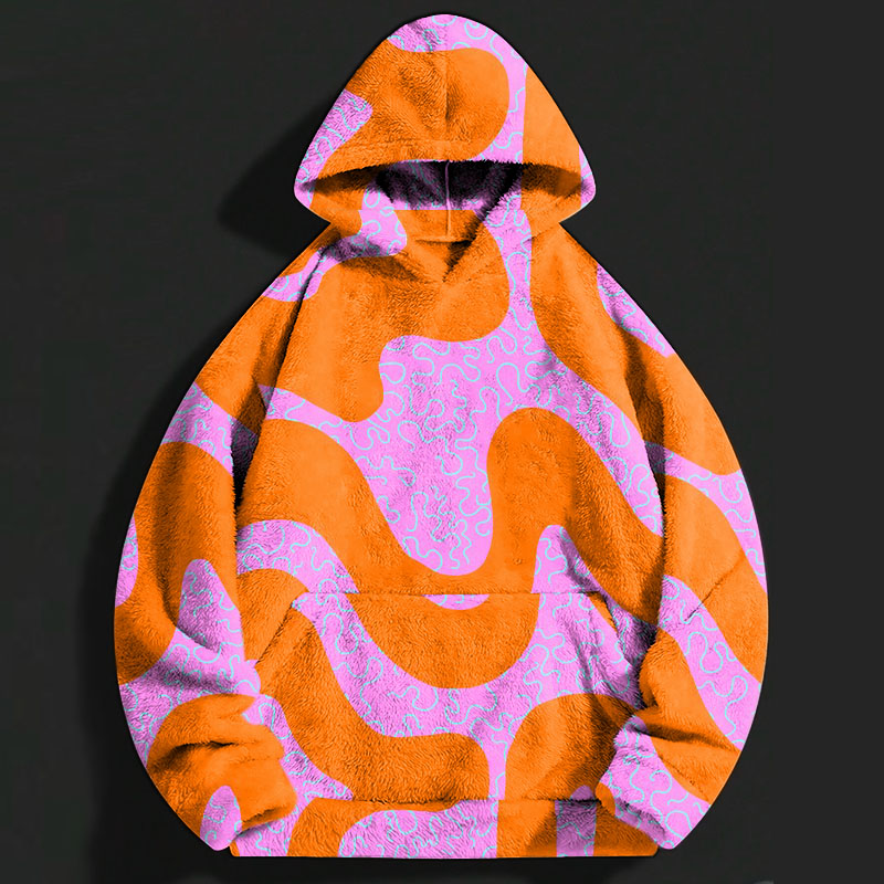 Line Graffiti Flannel Hoodie