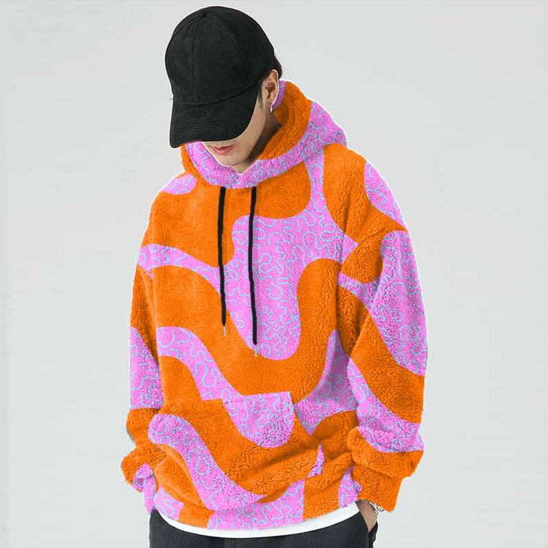 Line Graffiti Flannel Hoodie