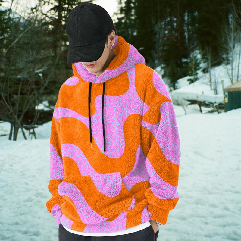 Line Graffiti Flannel Hoodie