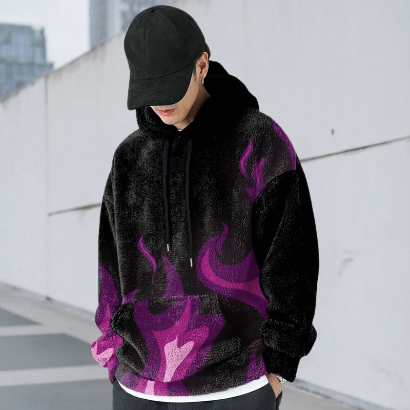 Flame Graffiti Flannel Hoodie