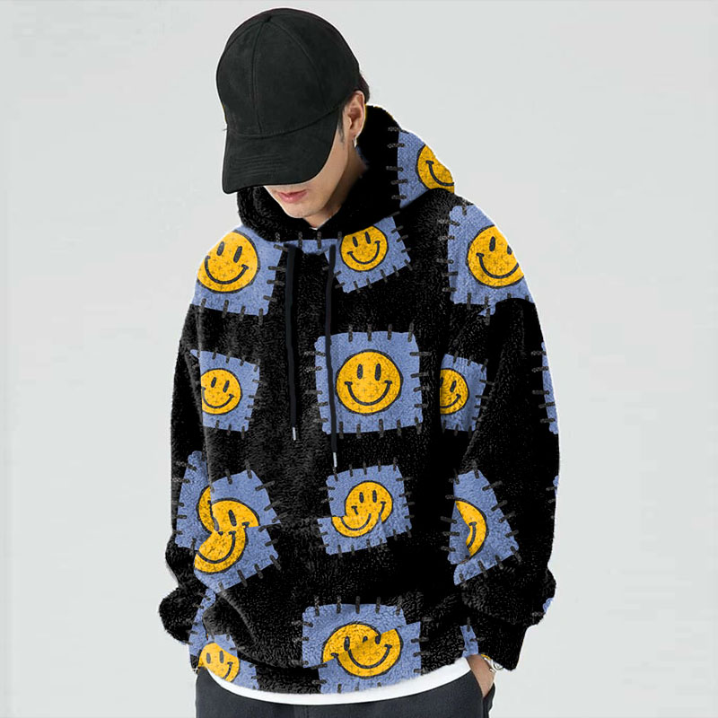 Smiley Doodle Flannel Hoodie