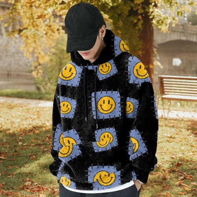 Smiley Doodle Flannel Hoodie