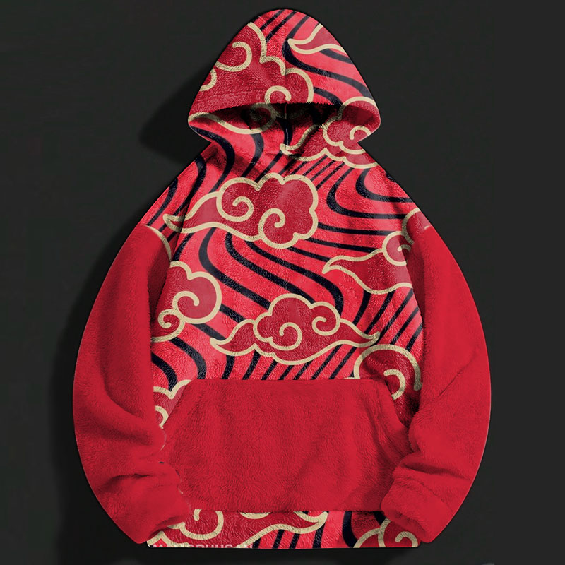 Japanese Wave Graffiti Flannel Hoodie