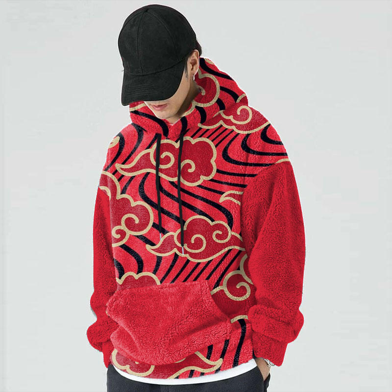 Japanese Wave Graffiti Flannel Hoodie