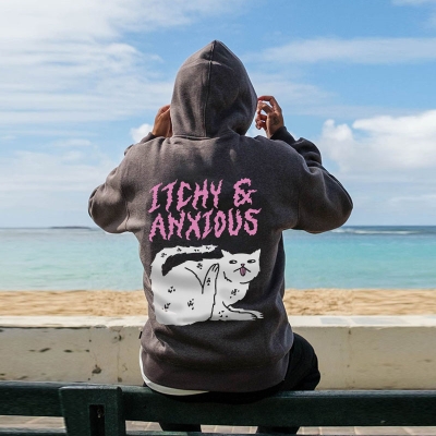 Slouchy Cat Graffiti Hoodie