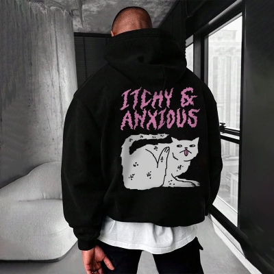 Slouchy Cat Graffiti Hoodie