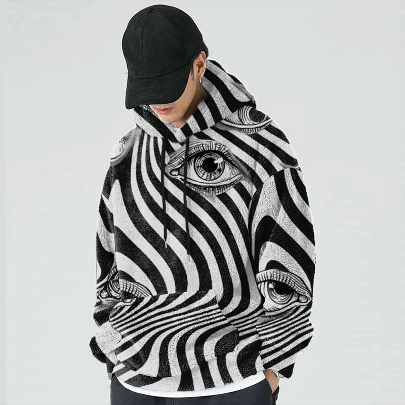 Eyes Element Graffiti Flannel Hoodie