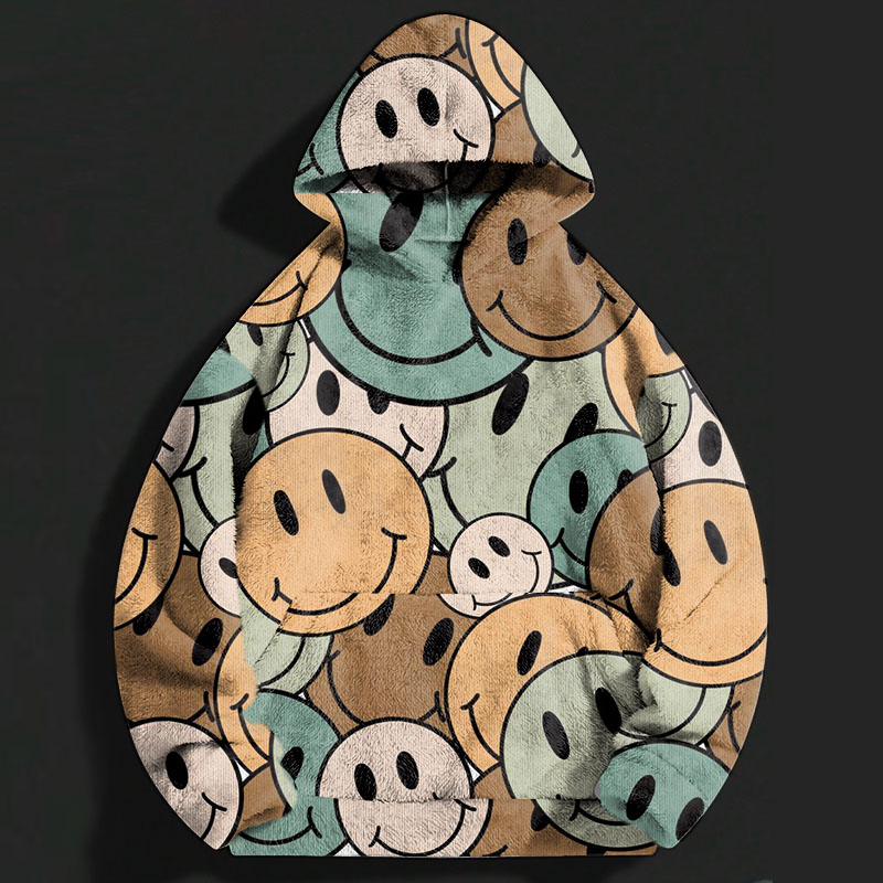 Smiley Doodle Flannel Hoodie