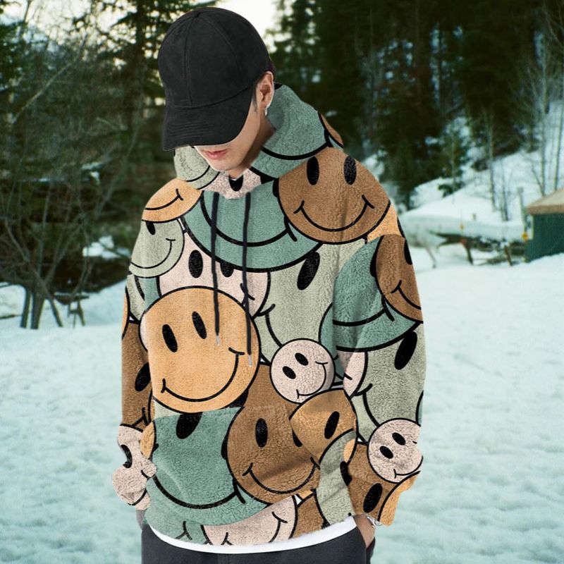 Smiley Doodle Flannel Hoodie