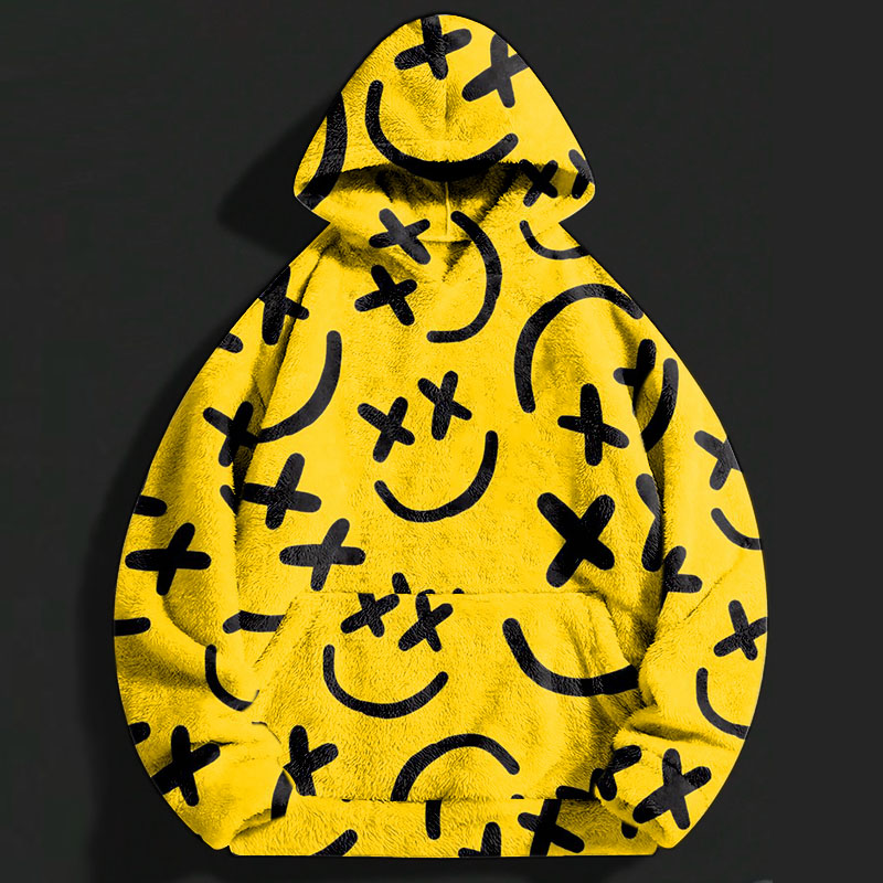 Smiley Doodle Flannel Hoodie