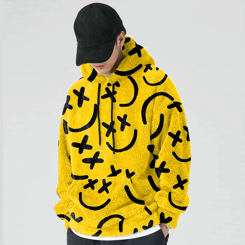 Smiley Doodle Flannel Hoodie