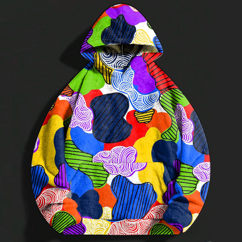 Colorful Geometric Flannel Hoodie