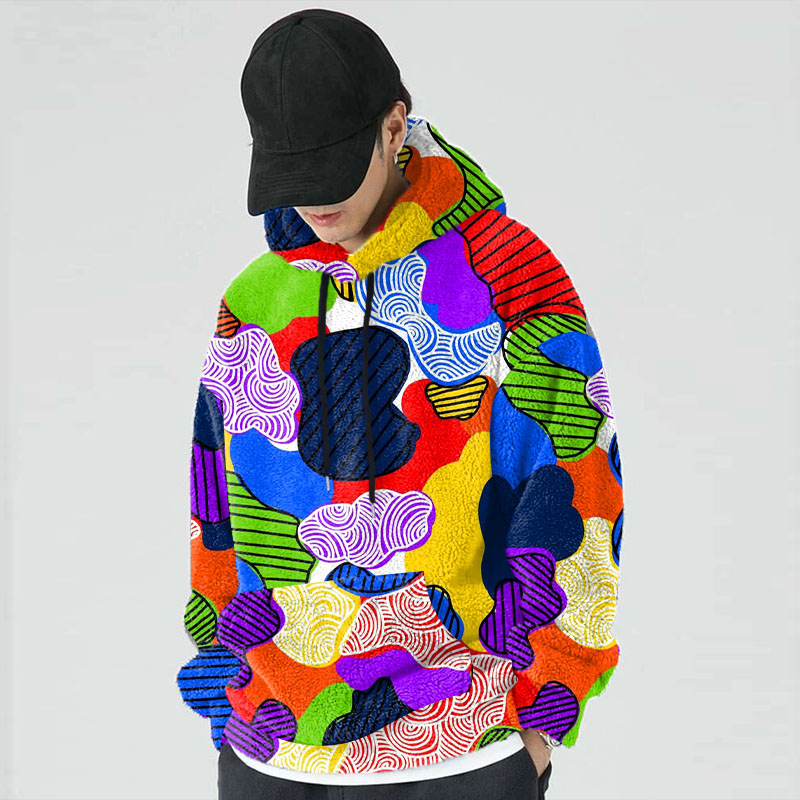 Colorful Geometric Flannel Hoodie