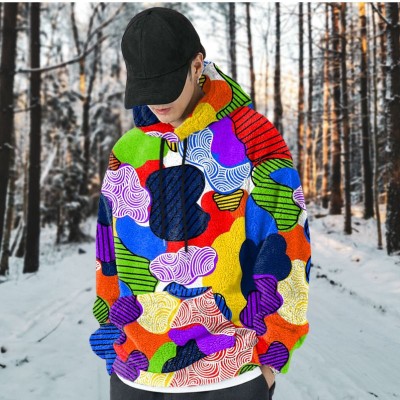 Colorful Geometric Flannel Hoodie