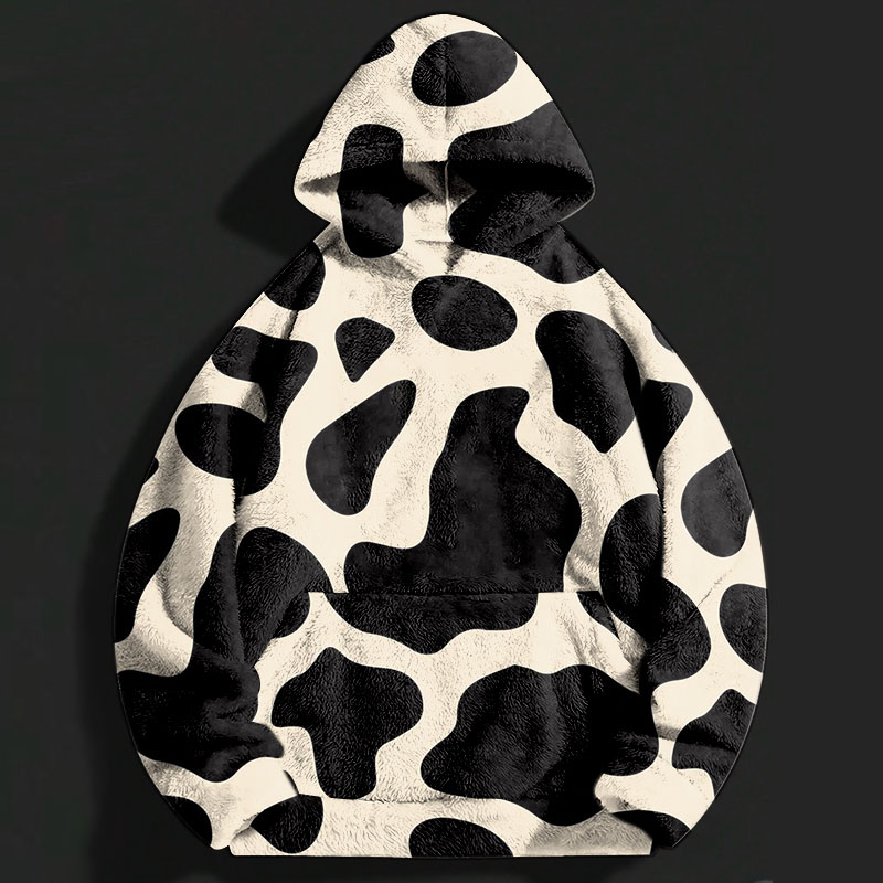 Cow Print Facecloth Hoodie