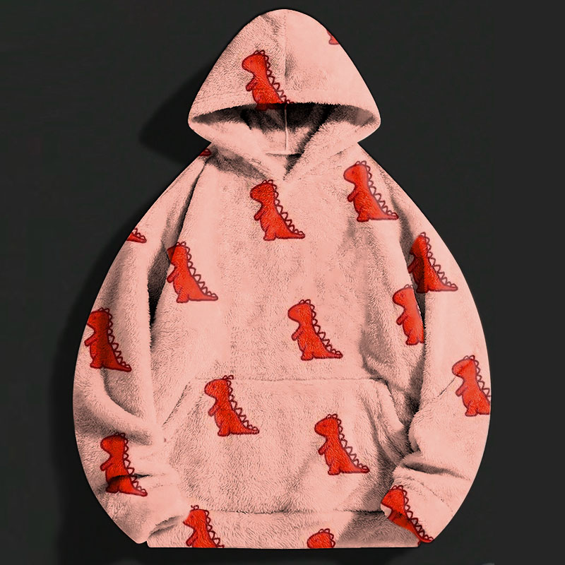 Dinosaur Graffiti Flannel Hoodie