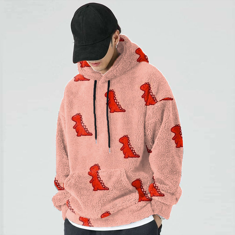 Dinosaur Graffiti Flannel Hoodie