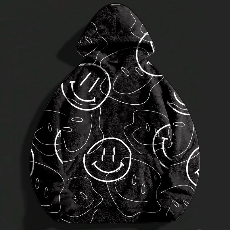 Smiley Doodle Flannel Hoodie